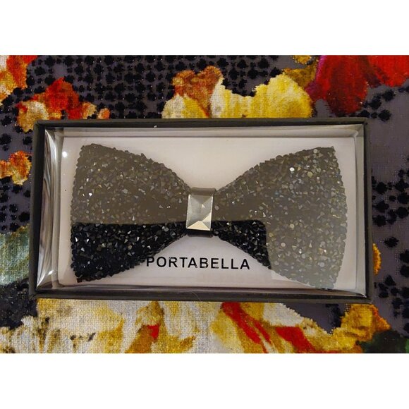 NEW Portabella BOW TIE. Black Beaded. Adjustable. Formal or just for FUN - Picture 2 of 3